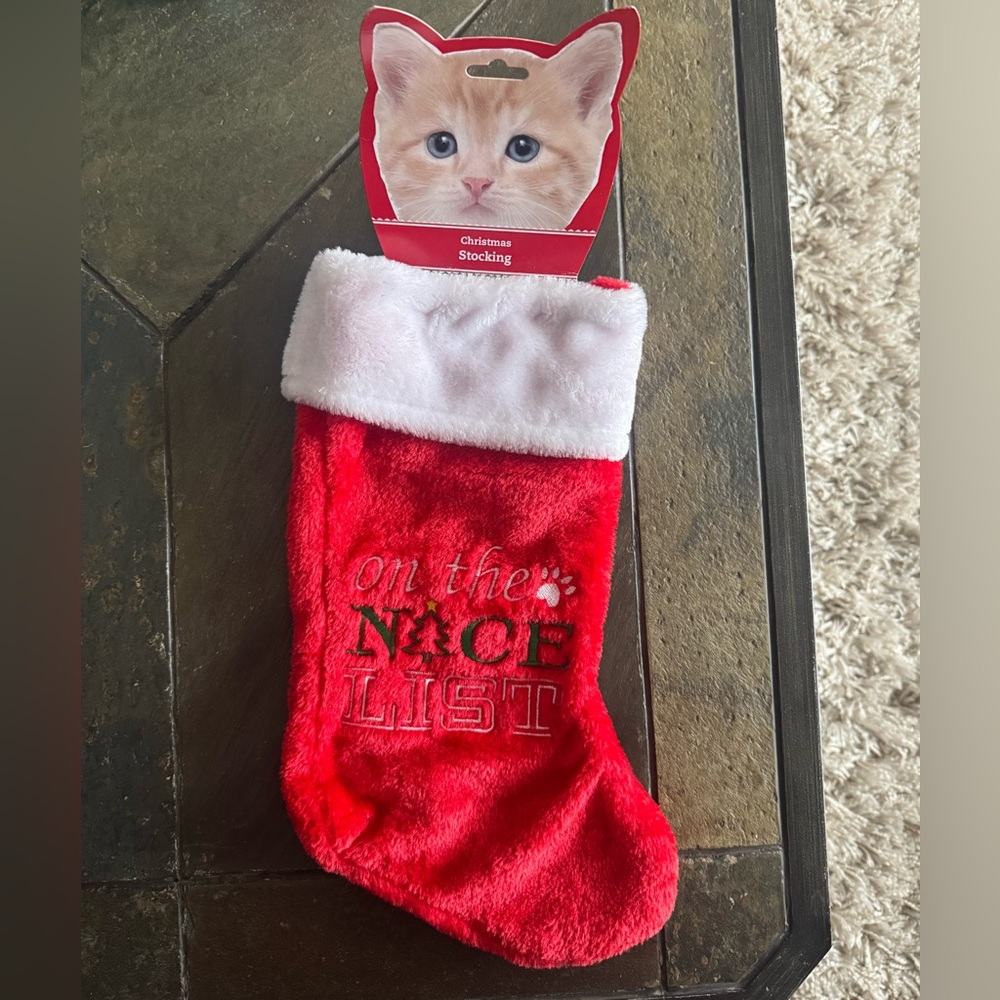 Christmas Stocking For Your Cat “On The Nice List” NWT